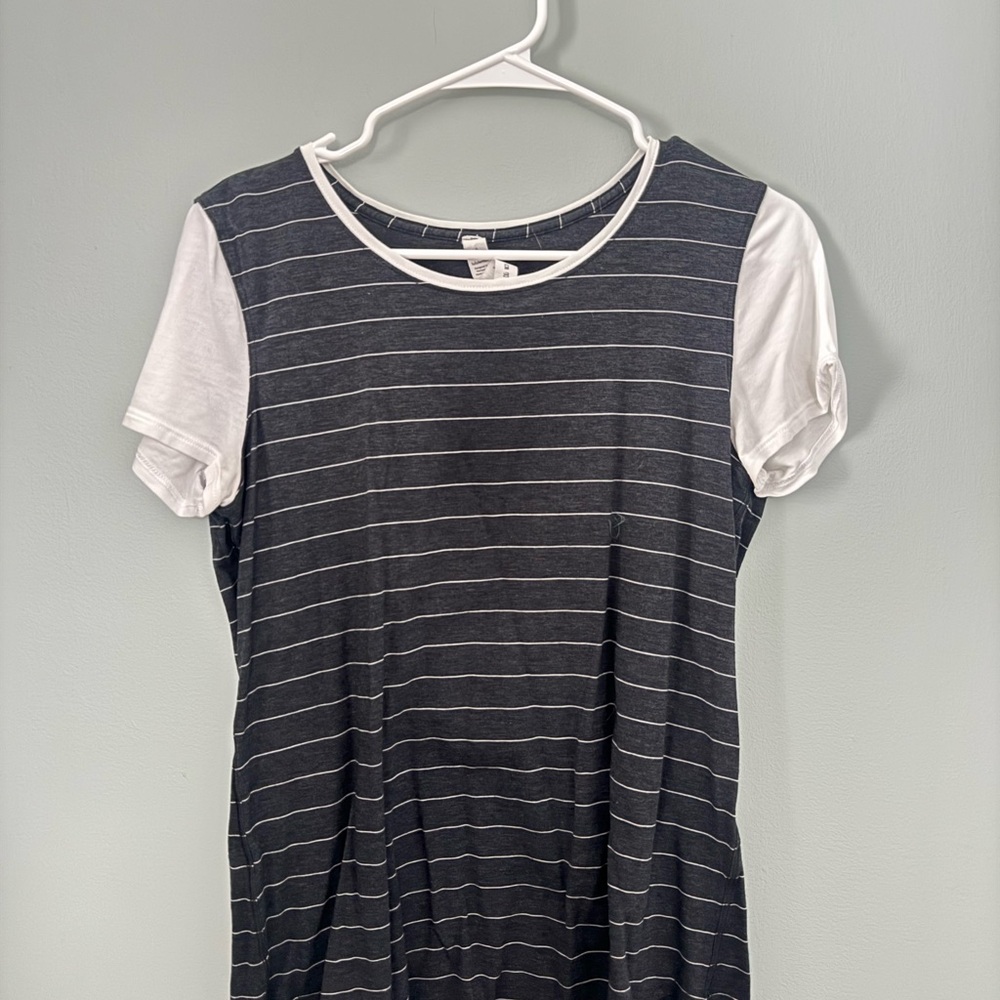 Lululemon Athletica Grey and White Striped Top